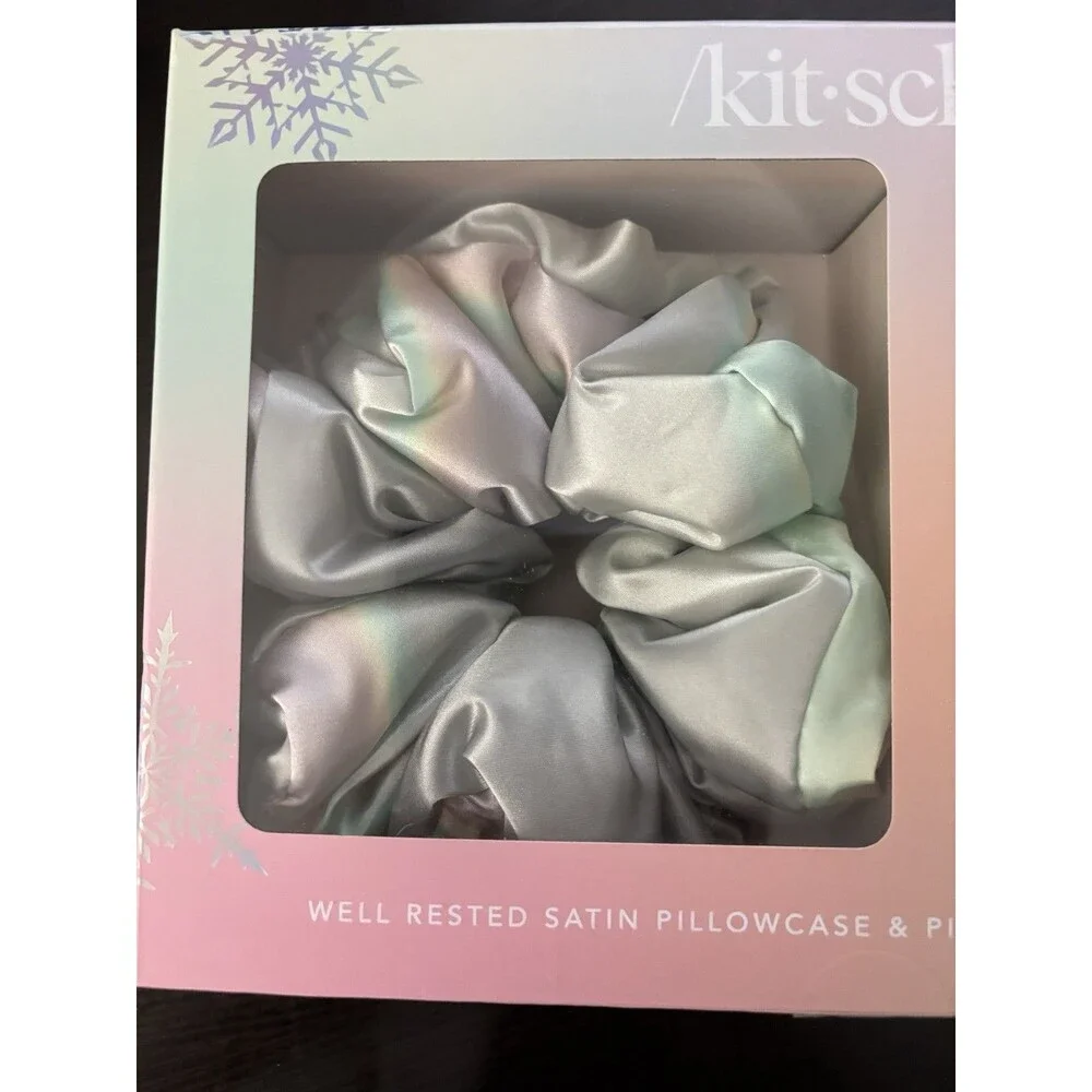 Kit-sch Well Rested Satin Pillowcase Pillow Scrunchie 2 Pc Set Iridescent Aura